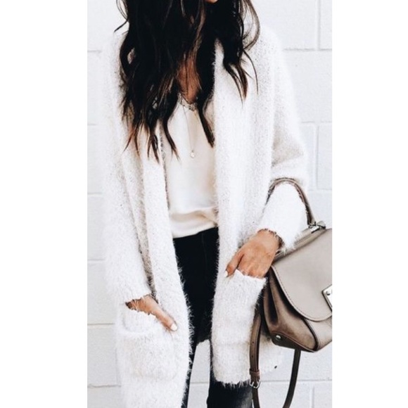 Nordstrom Sweaters - ❌SOLD💞White fuzzy cardigan